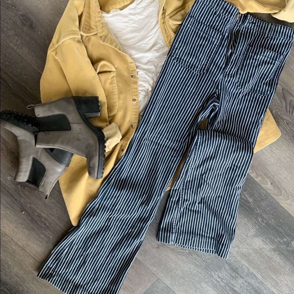 Bell bottom striped jeans